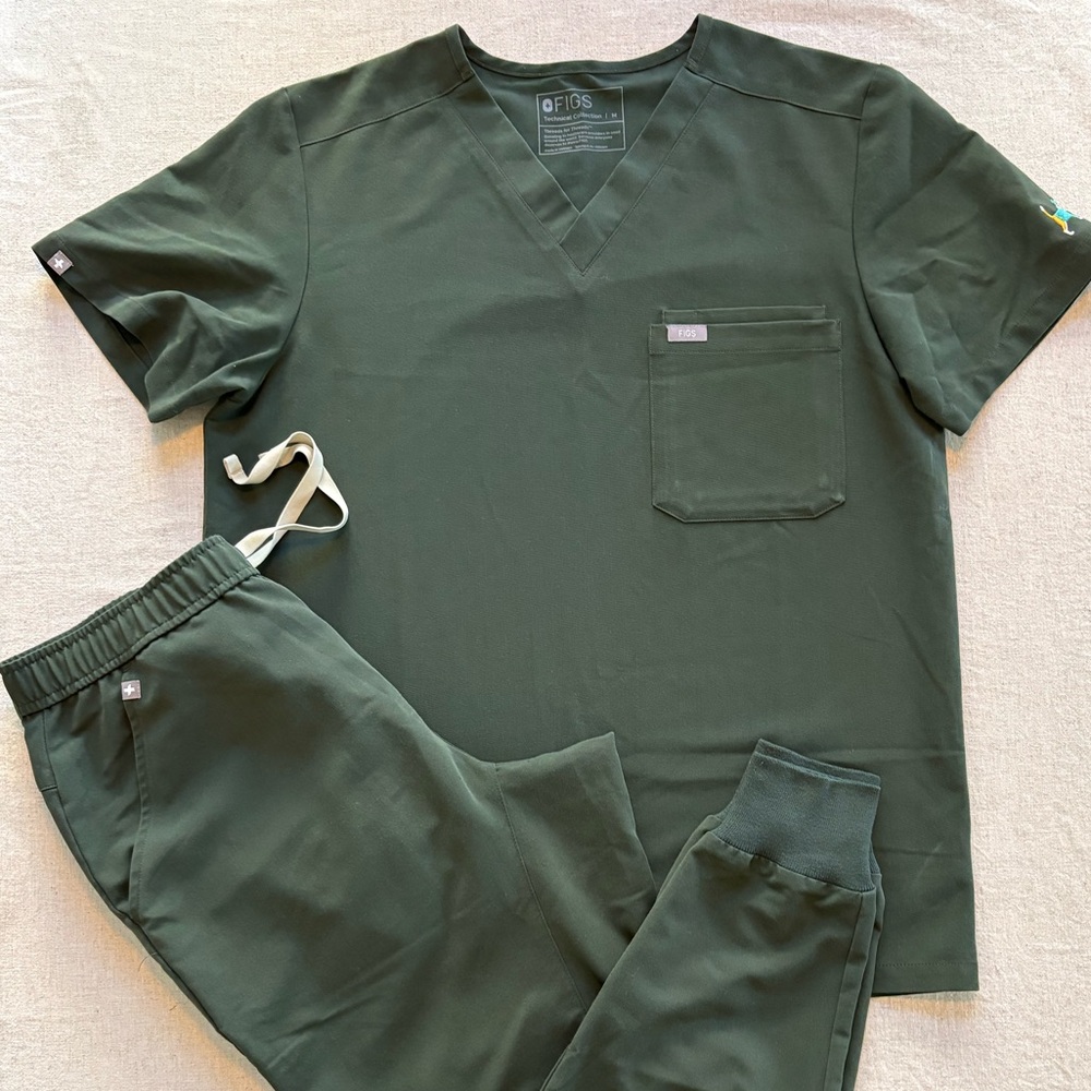Figs Men’s Olive Green Scrub Jogger Pants Set